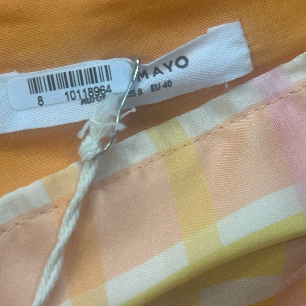 NWT SIZE 4/8 Peppermayo Asymmetrical Plaid Dress in Pink and Yellow