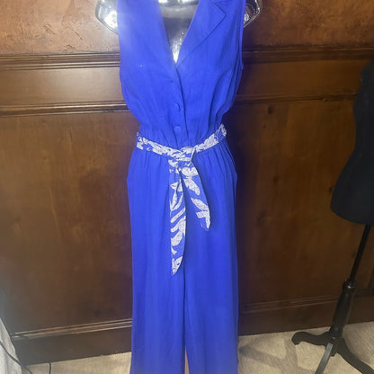 NWOT SIZE XS G by Giuliana Blue Jumpsuit with Printed Sash