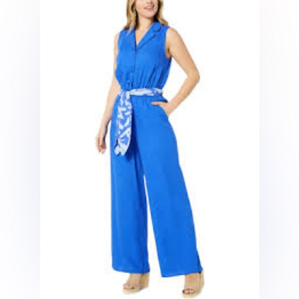 NWOT SIZE XS G by Giuliana Blue Jumpsuit with Printed Sash