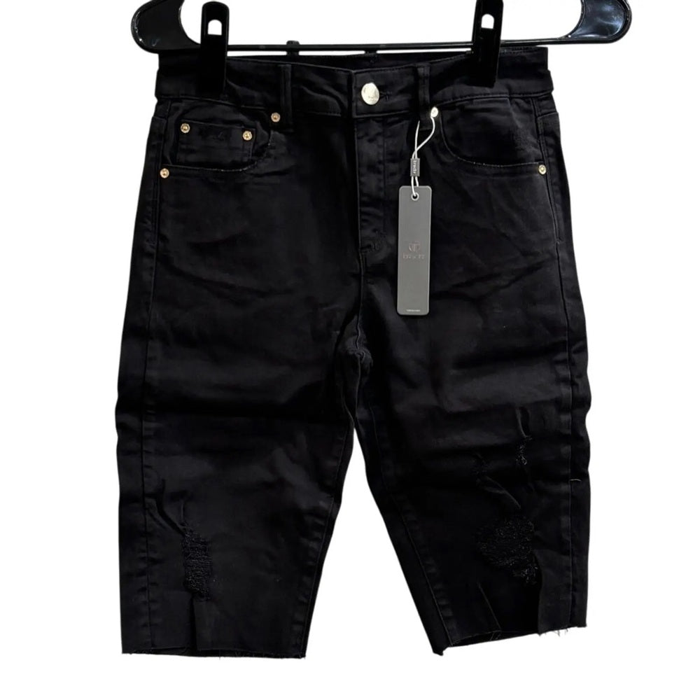 NWT SIZE 4/27 Tractr Men's Distressed Black Jean Shorts