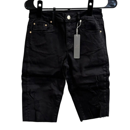 NWT SIZE 4/27 Tractr Men's Distressed Black Jean Shorts