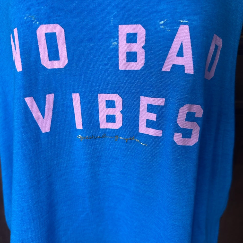 NWOT SIZE L Spiritual Gangster Vibrant Blue Tank with Pink Lettering