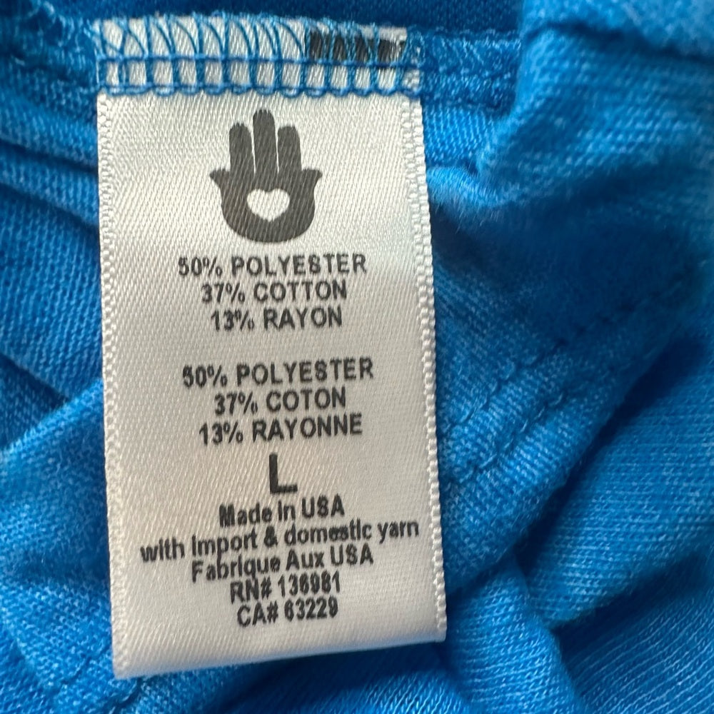 NWOT SIZE L Spiritual Gangster Vibrant Blue Tank with Pink Lettering