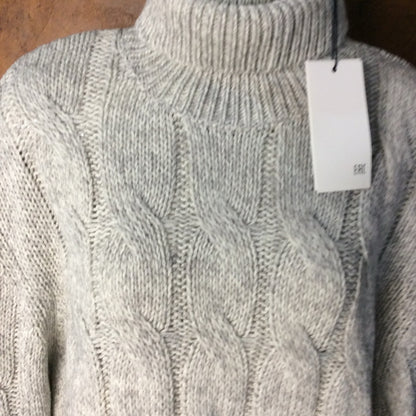 NWT SIZE XL PIOMBO Charcoal Cable Knit Turtleneck Sweater