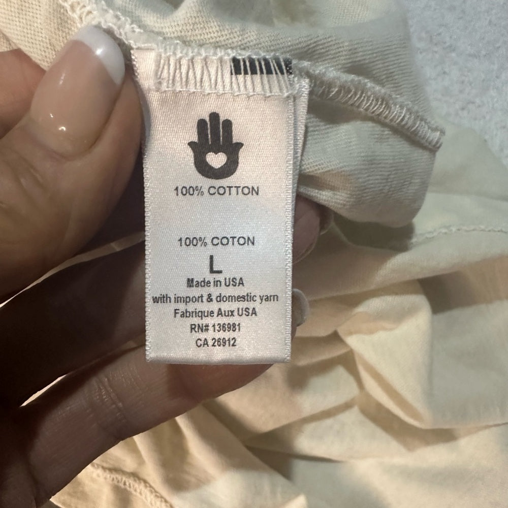 NWT SIZE L Spiritual Gangster Women's Muscle Tee - White with Blue and Yellow