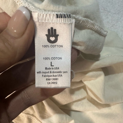 NWT SIZE L Spiritual Gangster Women's Muscle Tee - White with Blue and Yellow