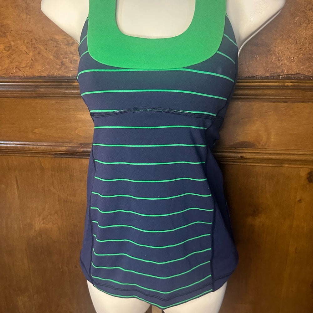 NWOT SIZE S  athletica Navy and Green Striped Tank Top
