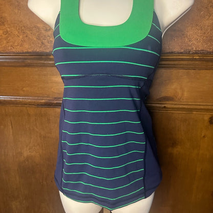 NWOT SIZE S  athletica Navy and Green Striped Tank Top