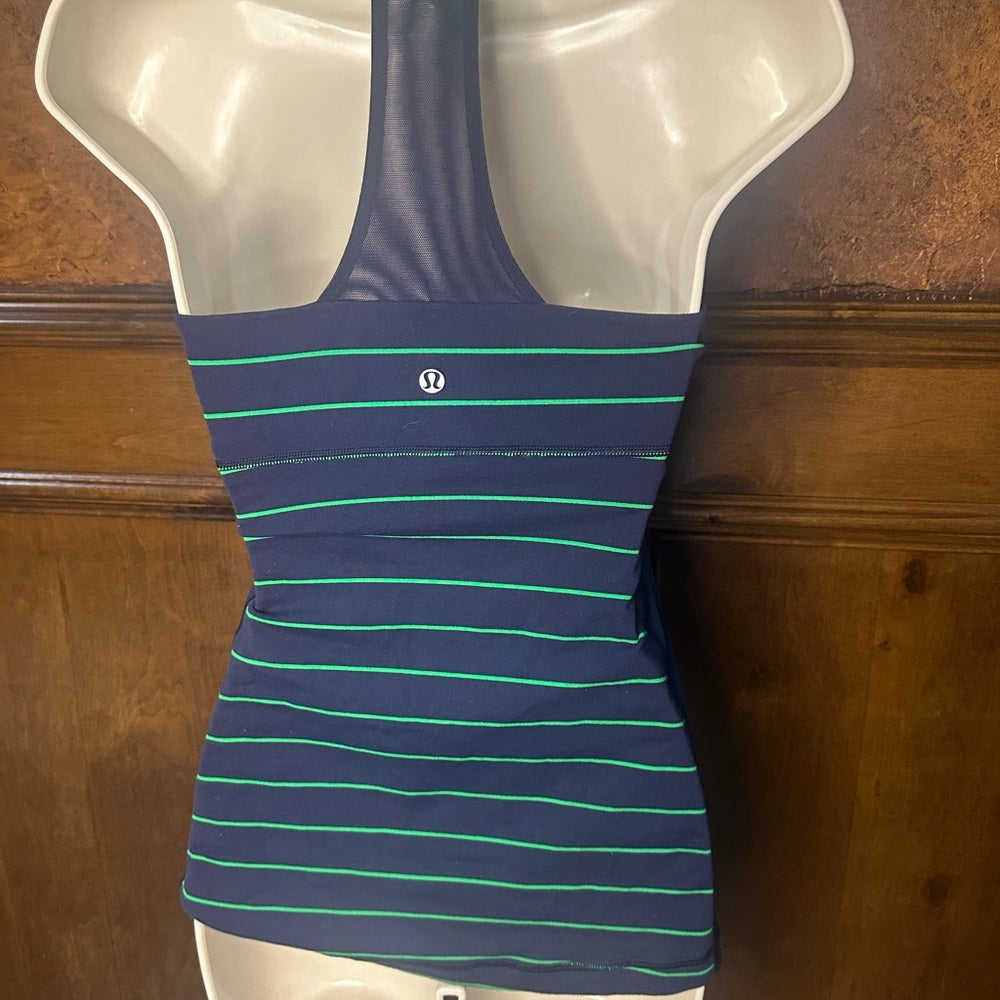 NWOT SIZE S  athletica Navy and Green Striped Tank Top