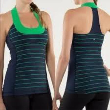 NWOT SIZE S  athletica Navy and Green Striped Tank Top