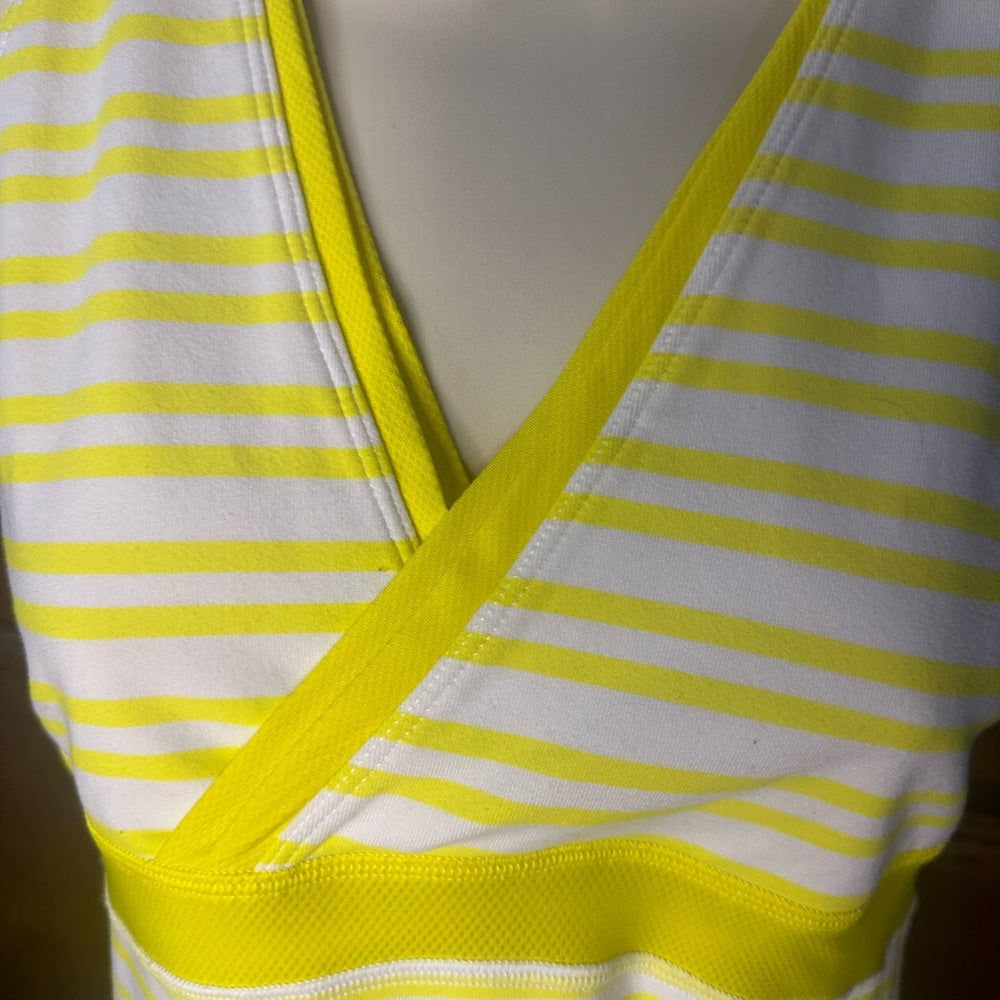 SIZE S/M? Lululemon Athletica Vibrant Yellow and White Muscle Tee