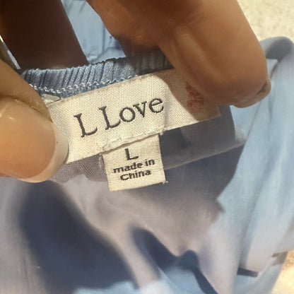 NWOT SIZE L Love Sky Blue Flutter Sleeve Top
