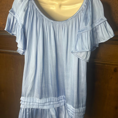 NWOT SIZE L Love Sky Blue Flutter Sleeve Top