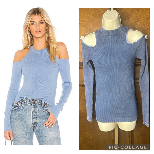 NWOT SIZE S/P Free People Light Blue Cold Shoulder Long Sleeve Top
