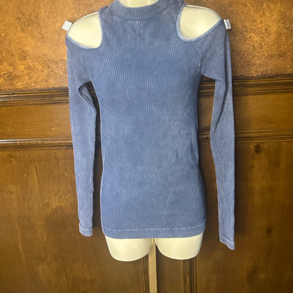 NWOT SIZE S/P Free People Light Blue Cold Shoulder Long Sleeve Top