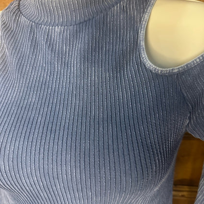 NWOT SIZE S/P Free People Light Blue Cold Shoulder Long Sleeve Top