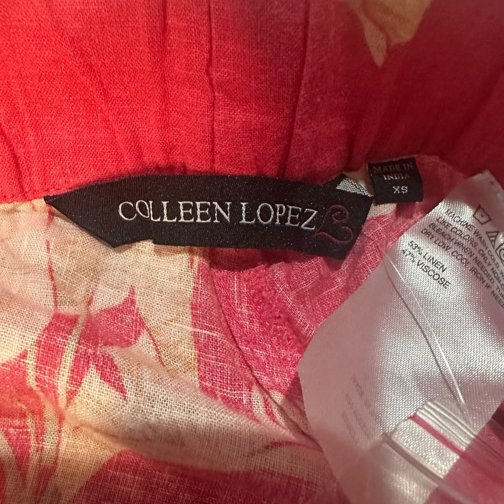 NWT SIZE XS Colleen Lopez Coral Leaf Print Midi Skirt