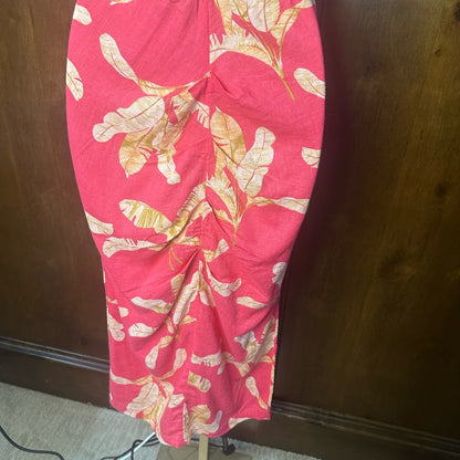NWT SIZE XS Colleen Lopez Coral Leaf Print Midi Skirt