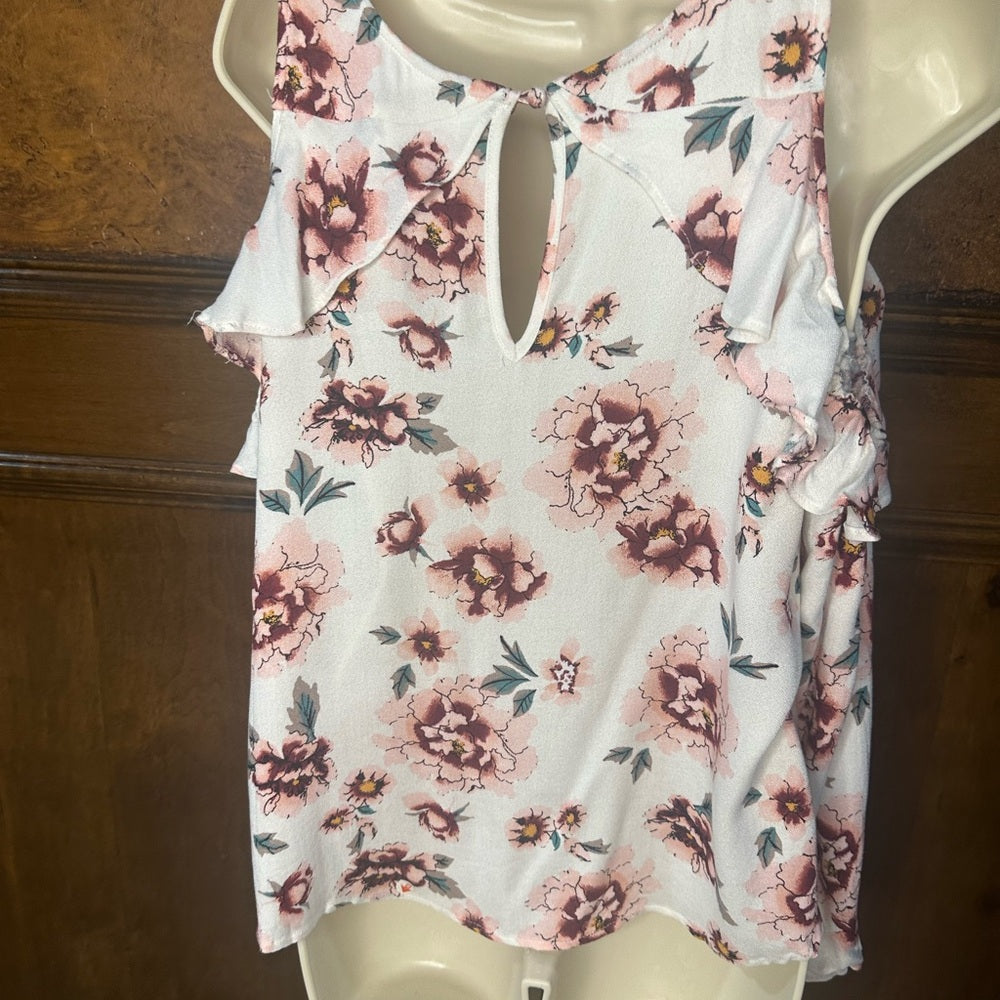 NWT SIZE XS BB Dakota Floral Cold Shoulder Blouse - Cream and Red