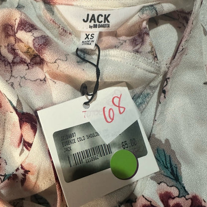 NWT SIZE XS BB Dakota Floral Cold Shoulder Blouse - Cream and Red