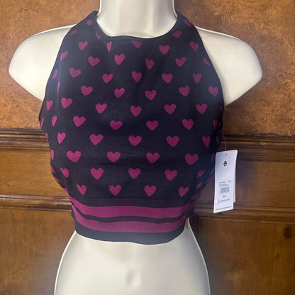 NWOT SIZE M/L Spiritual Gangster Black and Burgundy Heart Crop Top