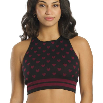 NWOT SIZE M/L Spiritual Gangster Black and Burgundy Heart Crop Top
