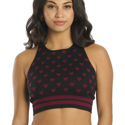 NWOT SIZE M/L Spiritual Gangster Black and Burgundy Heart Crop Top