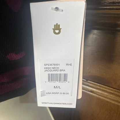 NWOT SIZE M/L Spiritual Gangster Black and Burgundy Heart Crop Top