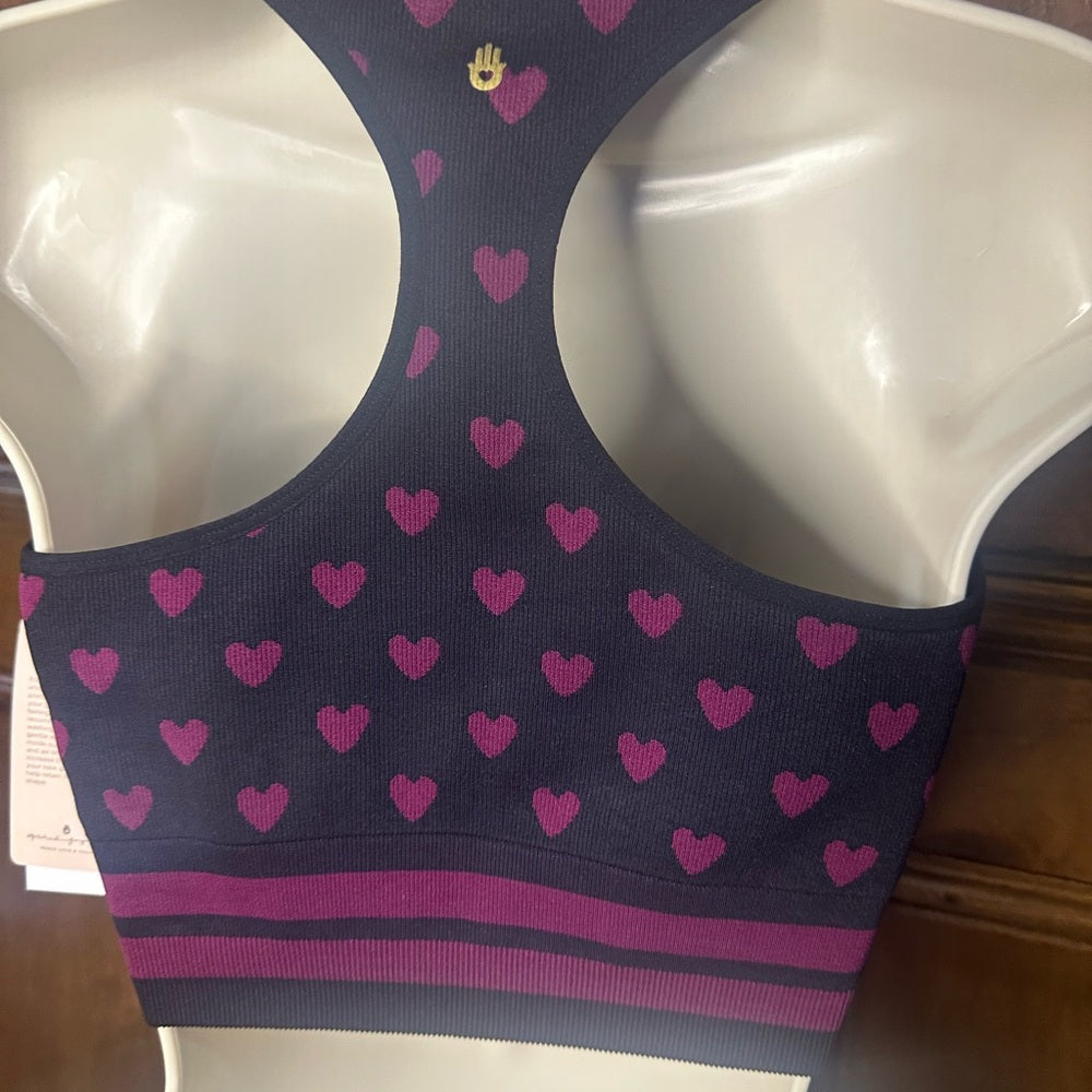 NWOT SIZE M/L Spiritual Gangster Black and Burgundy Heart Crop Top