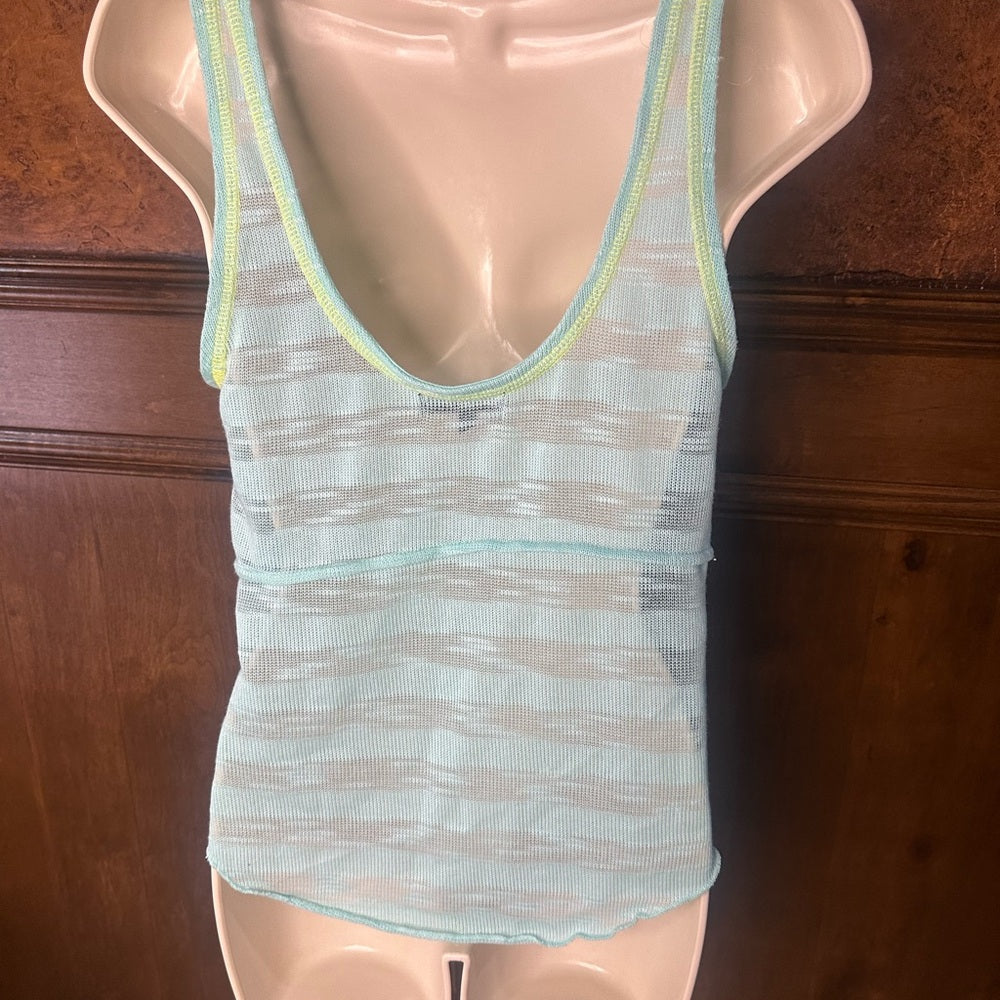 NWOT SIZE L Weavers Mint and Yellow Striped Tank Top