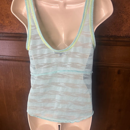 NWOT SIZE L Weavers Mint and Yellow Striped Tank Top