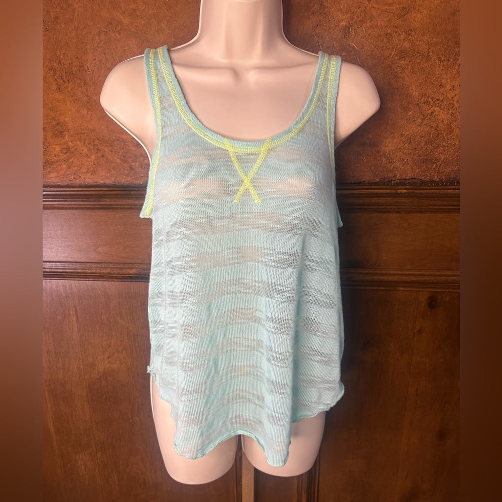 NWOT SIZE L Weavers Mint and Yellow Striped Tank Top