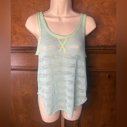 NWOT SIZE L Weavers Mint and Yellow Striped Tank Top