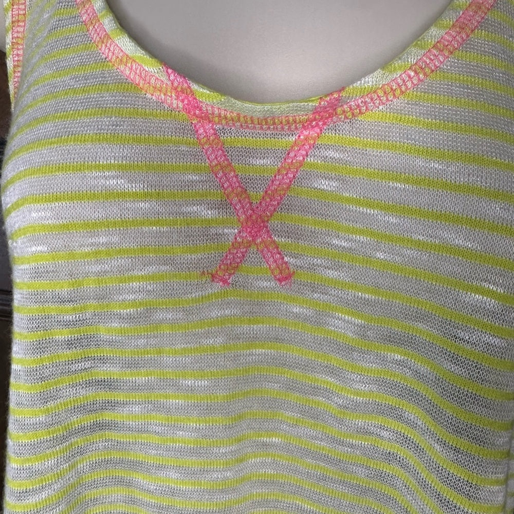 NWOT SIZE L Weavers Vibrant Yellow and Pink Tank Top