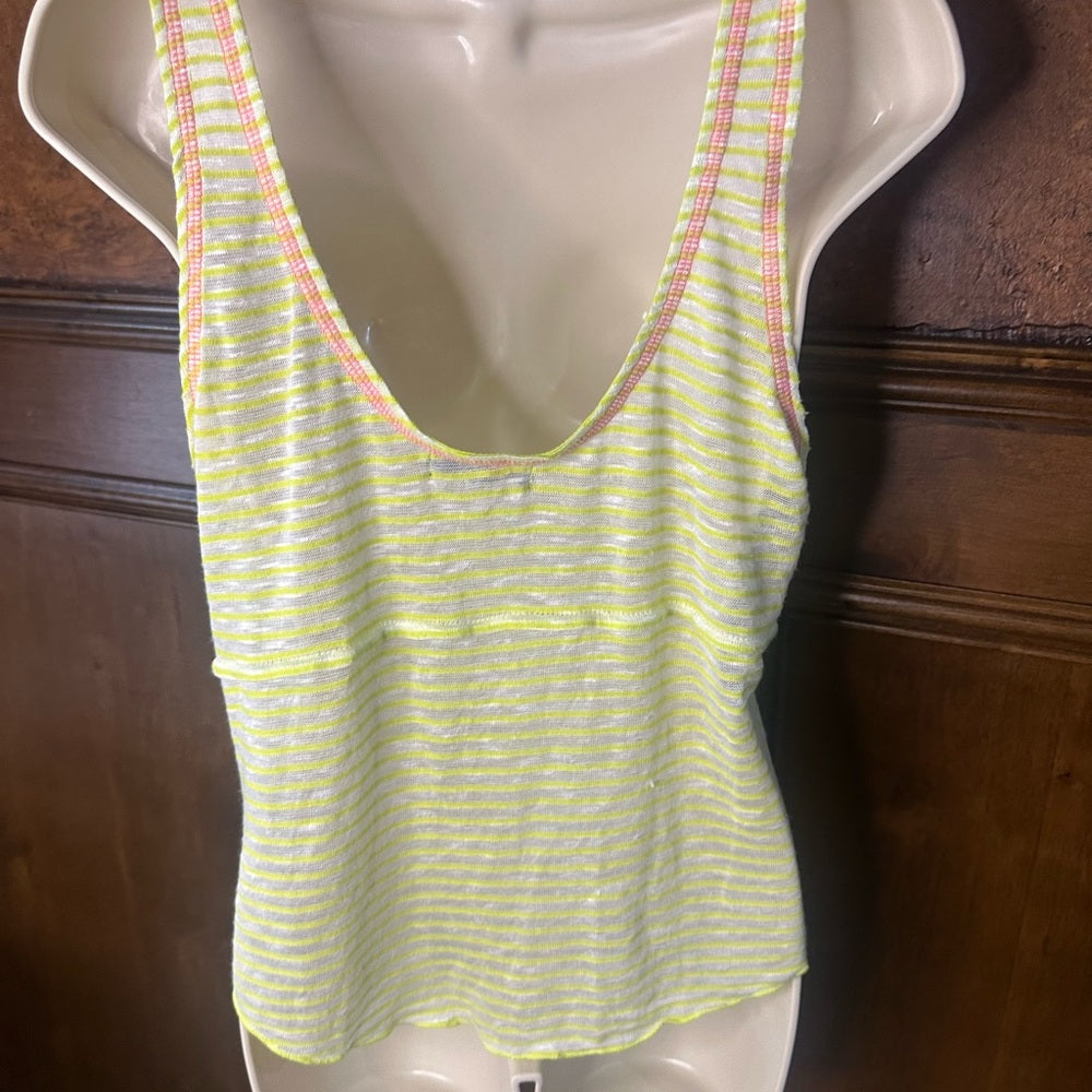 NWOT SIZE L Weavers Vibrant Yellow and Pink Tank Top