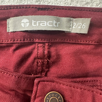 NWT SIZE 2/26 Tractr Burgundy Skinny Jeans