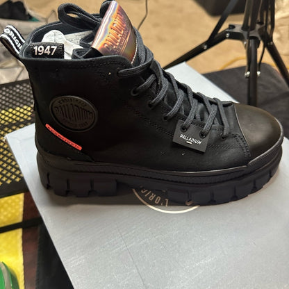 356.361.362.363.364 359. NEW 6/7/8.5/10 Black Chunky Ankle Boots, Rugged sole