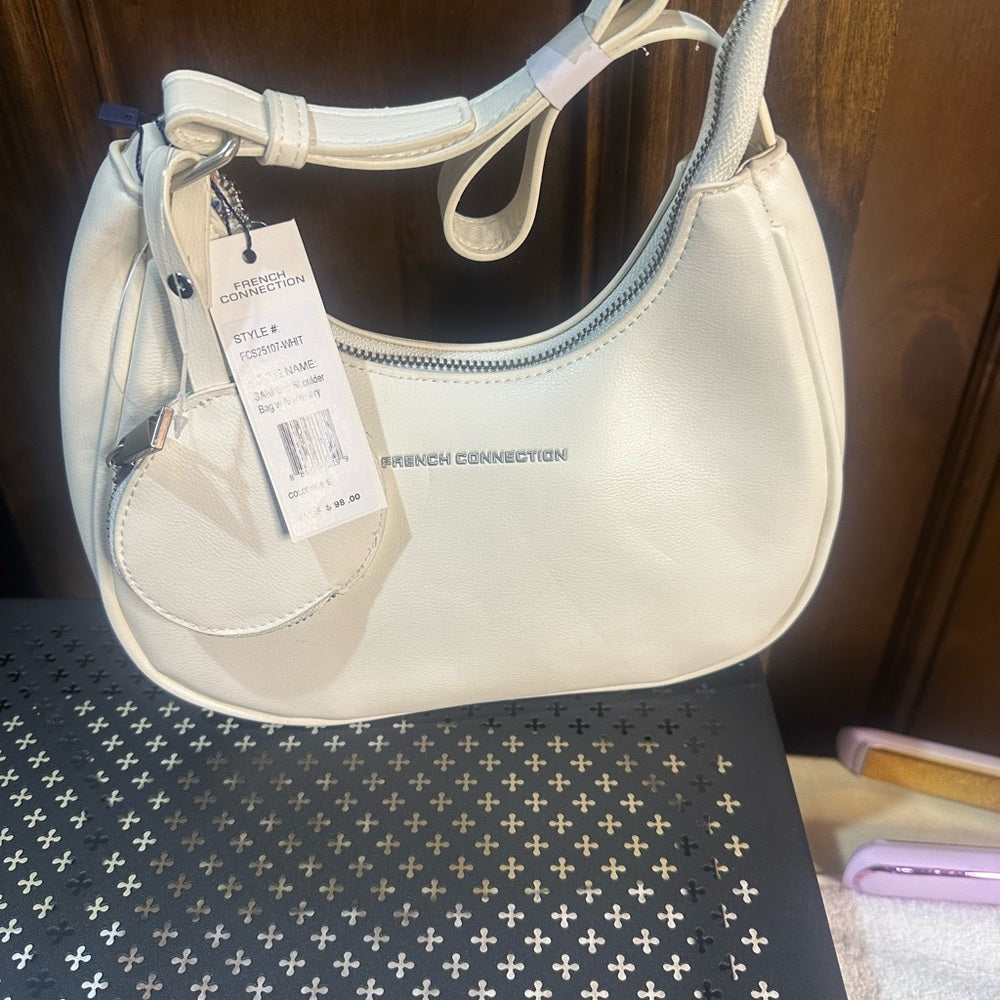 NWT SIZE OS French Connection Cream Shoulder Bag