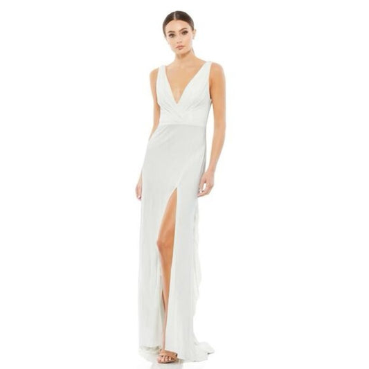 NWT SIZE 4 Mac Duggal Elegant White Maxi Dress
