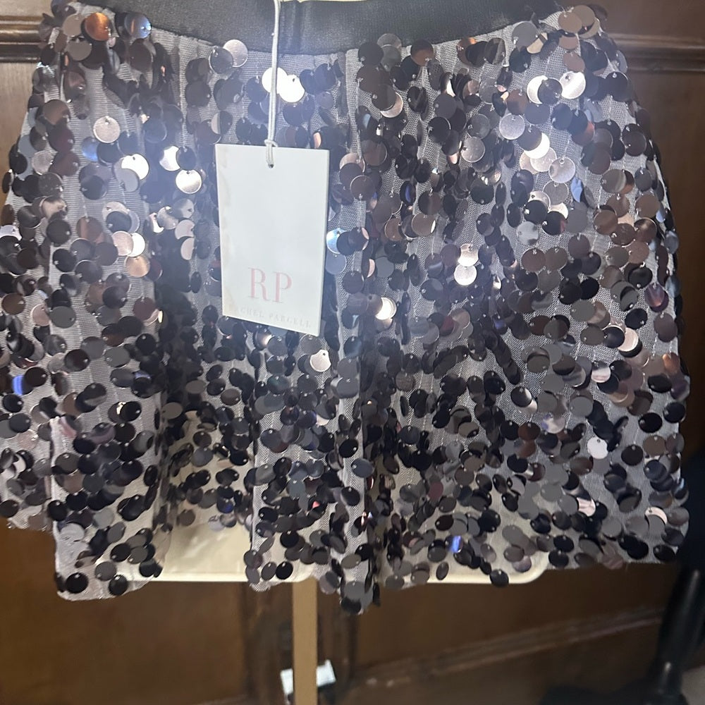 NWT SIZE 4 Rachel Parcell Sparkling Black and Silver Mini Skirt