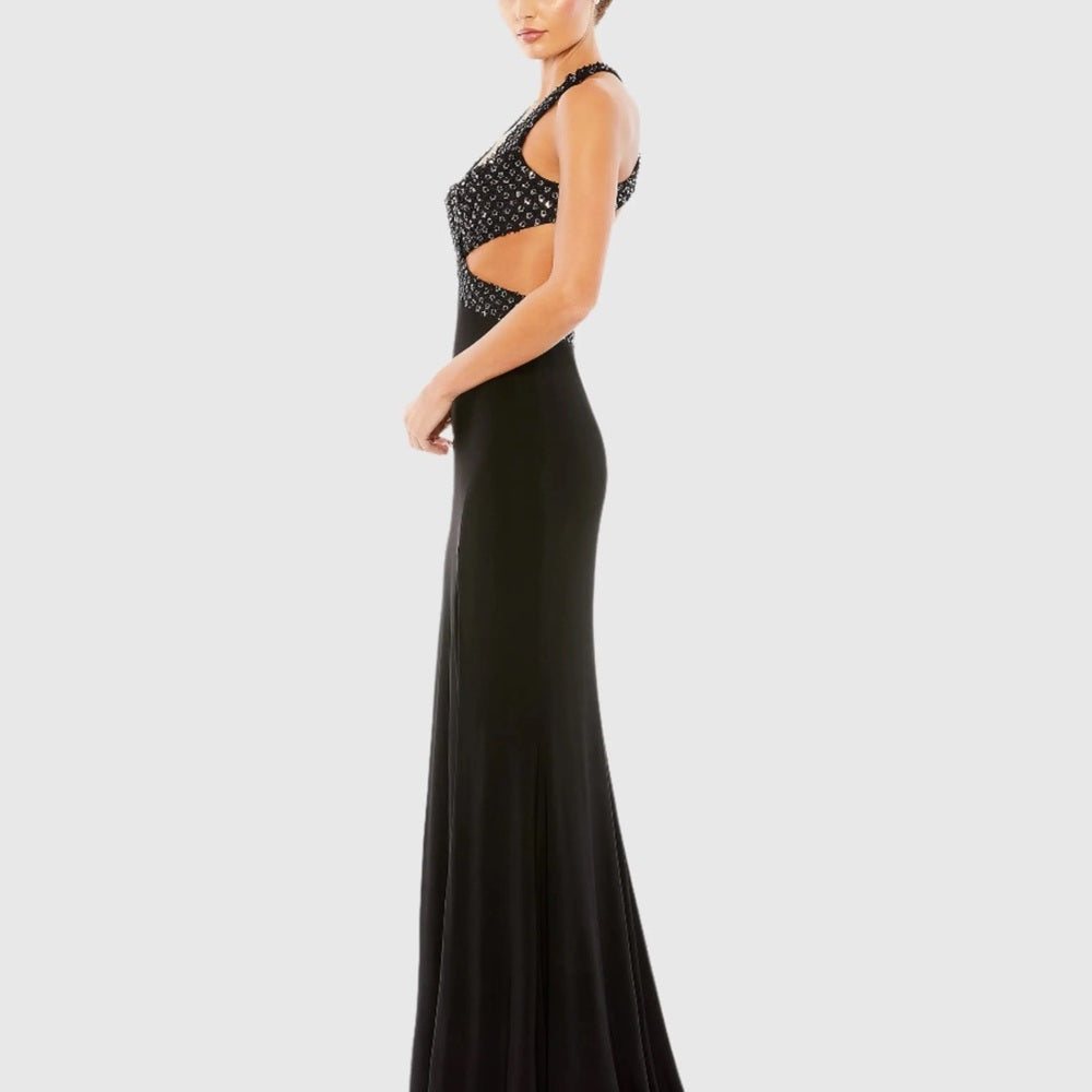 NWT SIZE 8 Mac Duggal Elegant Black Backless Dress