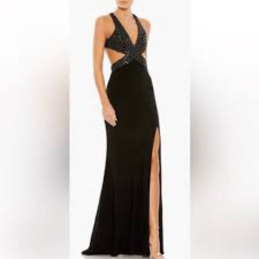 NWT SIZE 8 Mac Duggal Elegant Black Backless Dress