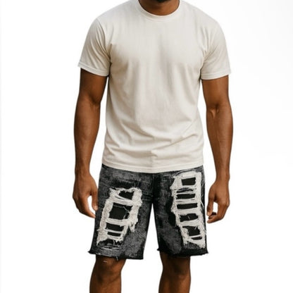 NWT SIZE 32 Stylish Black Distressed Jean Shorts for Men
