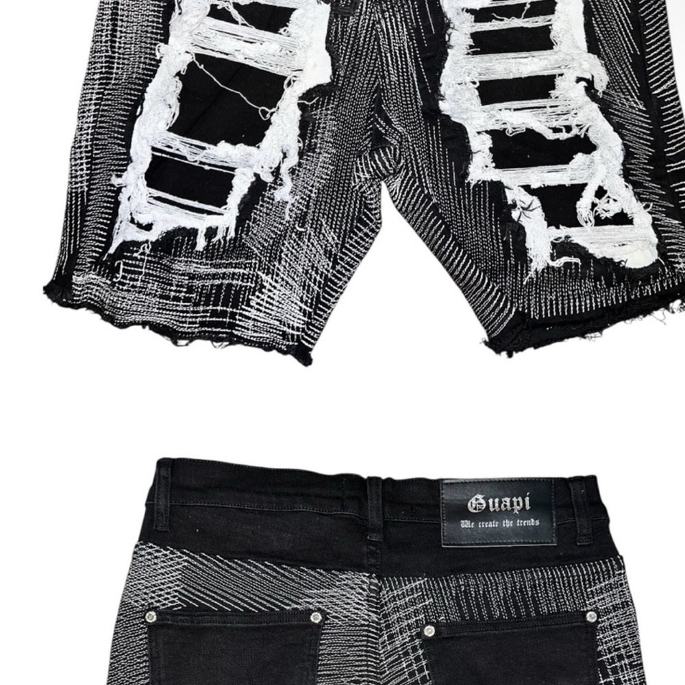 NWT SIZE 32 Stylish Black Distressed Jean Shorts for Men