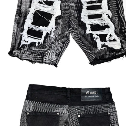 NWT SIZE 32 Stylish Black Distressed Jean Shorts for Men