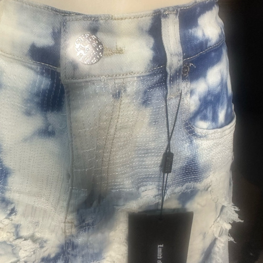 NWT SIZE 32 Stylish Blue Tie-Dye Jean Shorts for Men