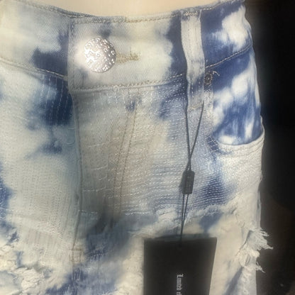 NWT SIZE 32 Stylish Blue Tie-Dye Jean Shorts for Men