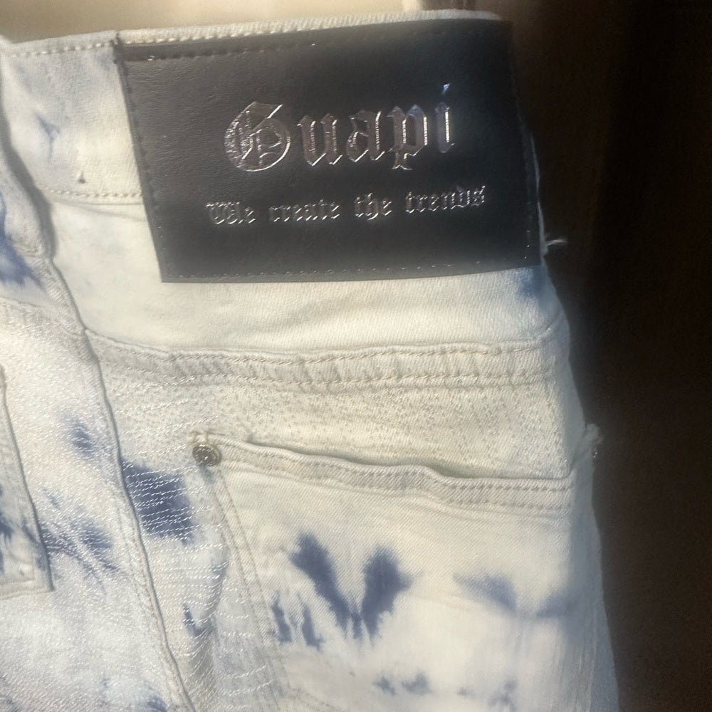 NWT SIZE 32 Stylish Blue Tie-Dye Jean Shorts for Men