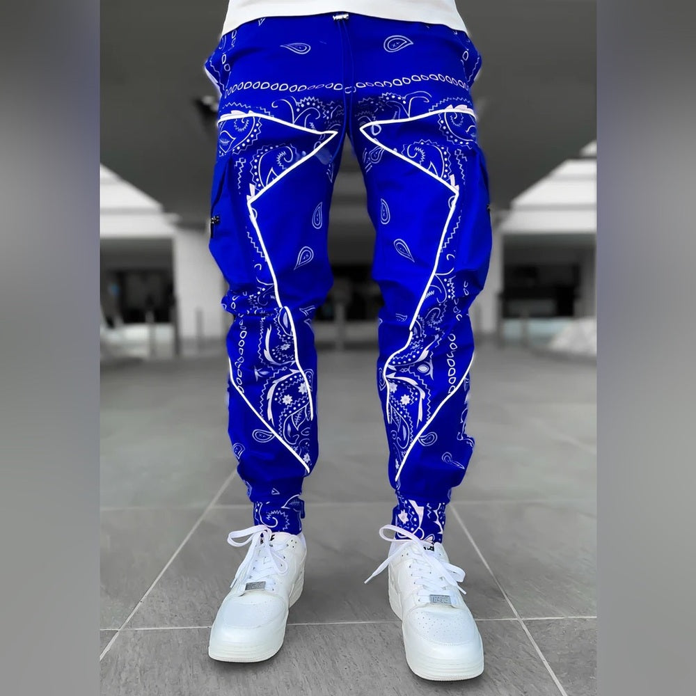 NWT SIZE 32 Men's Blue Paisley Joggers