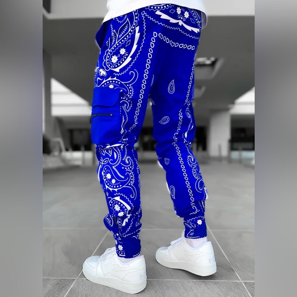 NWT SIZE 32 Men's Blue Paisley Joggers